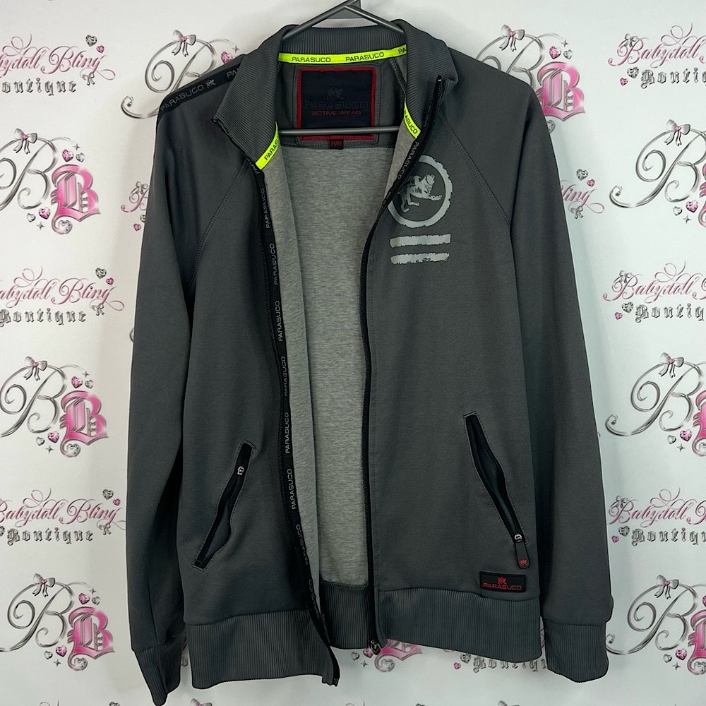 Parasuco sweater zip up collared Men's Dark Gray Bomber Jacket